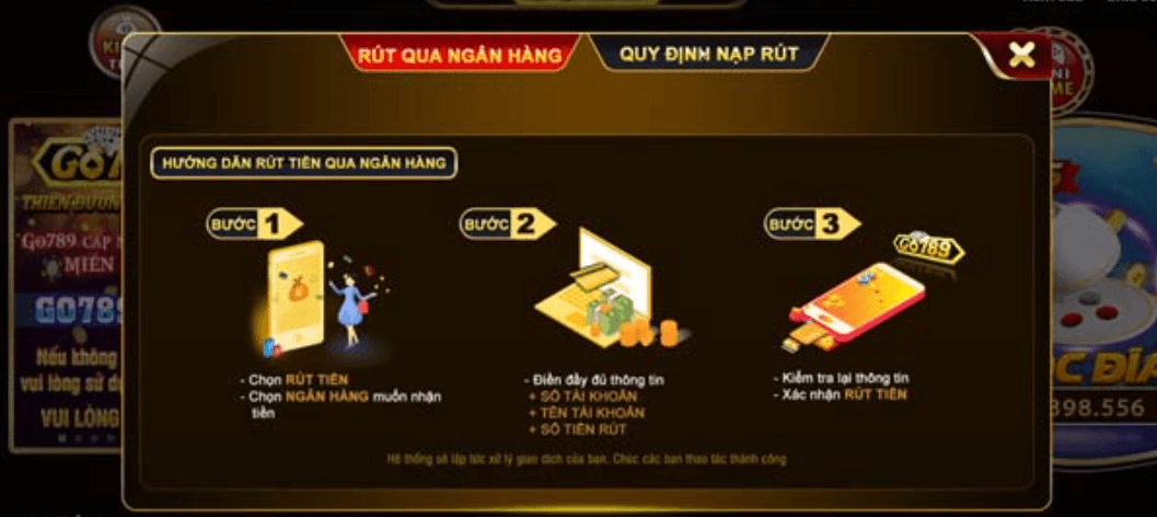 Hướng dẫn nạp rút Go789 qua ngân hàng